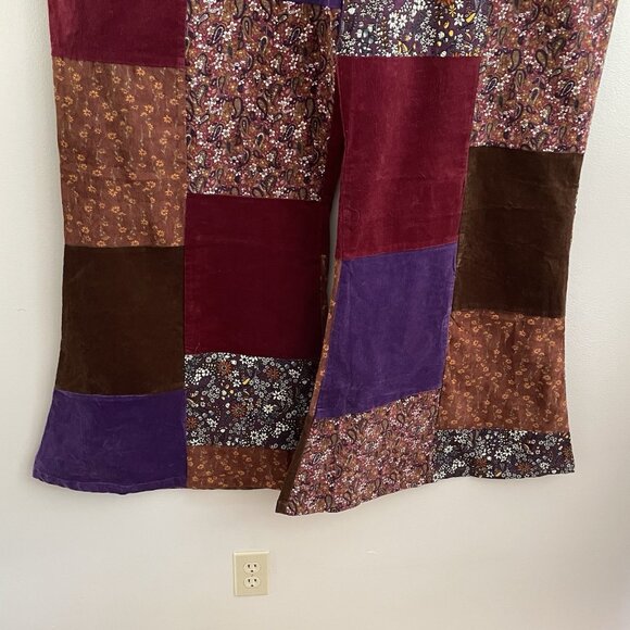 Tunnel Vision Womn 5XL Patchwork Corduroy Y2K 90s Retro 70s High-Rise Flare Pant - Picture 5 of 12